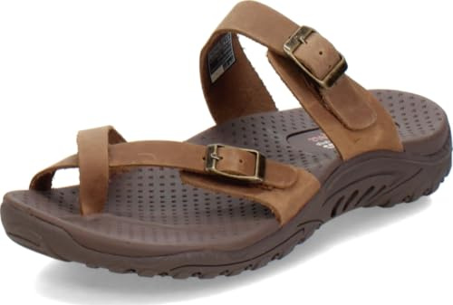 Skechers Women's Reggae-carribean - Double Buckle Toe Thong Slide, Desert Crazyhorse, 7