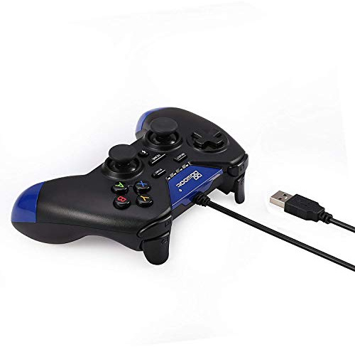 Mekela USB cablato controller per PS3 Psvita TV box PC Android Windows con dual-vibration Tubro BlackBlue