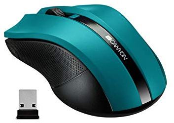 CANYON Souris Optique sans Fil 2,4 GHz avec 4 Boutons, DPI 800/1200/1600, 122 * 69 * 40mm (Green)