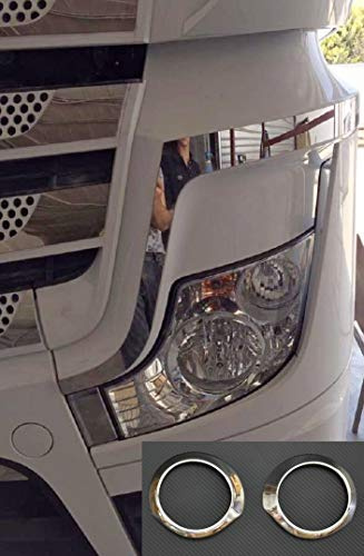 24/7Auto 4X Frontscheinwerfer Rahmen Sicke + für Lichterringe Actros MP4 LKW hochglanzpoliert Edelstahl Dekoration