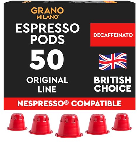 Grano Milano Ristretto Decaf 50 Compatible with Nespresso Original Line | Medium Roast, Intensity 10/12, Made in Italy, Packaging May Vary