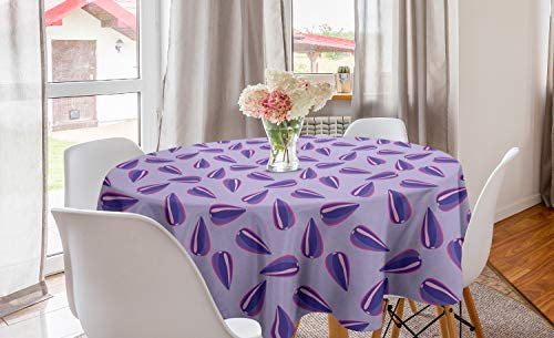 ABAKUHAUS Abstrakt Runde Tischdecke, Muster der Blumensamen, Kreis Tischdecke Abdeckung für Esszimmer Küche Dekoration, 150 cm, Lila Lila Magenta
