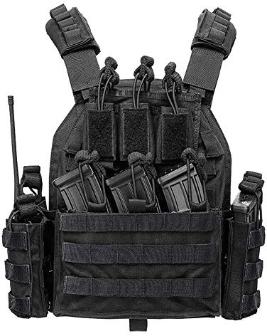 Outdoor Taktische Weste Männer, Militär Feld Uniform Sportweste, Multifunktionale Verstellbare (S-4XL) MOLLE Weste, Luftgewehr Paintball CS Spiel,Schwarz