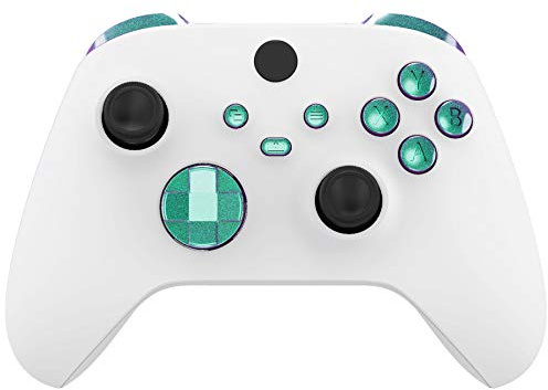 eXtremeRate Kameleont Grön Lila Ersättningsknappar för Xbox Series S för Xbox Series X Controller, LB RB LT RT Bumpers Triggers Dpad ABXY Start Back Sync Share Keys för Xbox Series X/S Controller