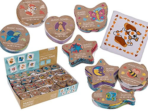 Palleon Set di 12 asciugamani magici in cotone con unicorno o motivo calcio (animali)