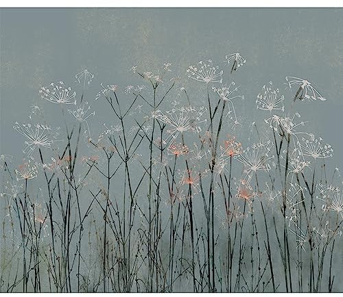 murando Fototapete selbstklebend Pusteblumen 343x256cm Foto Tapete Tapetenfolie Möbelfolie Wandverkleidung Wandtapete Motivtapeten Bildtapete Wohnzimmer 3d Effekt Modern Blumen Natur Löwenzahn grau