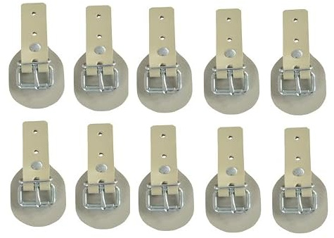 FKAnhängerteile 10 Stück - Schnallkappe mit Rollschnalle und Scheuerunterlage, beige, Vers. 1