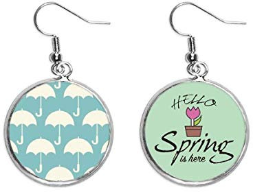 white parapluie schéma météorologique Pendentif décoratif saison printemps boucles d'oreilles bijoux