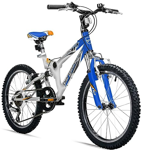 Bergsteiger Montreal 20/24 Zoll Kinderfahrrad Fully Mountainbike 6/18 Gang | Mit Scheibenbremse vorn, V-Bremse hinten, Vollfederung, Aluminiumfelgen, ideal für Kinder von 135–155 cm.