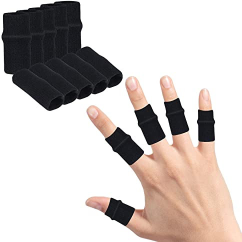 Yolev 10 Piezas de Protectores de Dedos Elásticos Protectores de Dedos Soporte de Compresión Vendajes para Los Dedos para Aliviar el Dolor de La Artritis