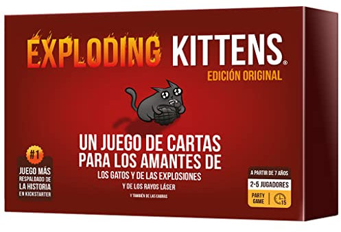 Asmodee Exploding Kittens, Juego para niños y Adultos a Partir de 7 años, Juego de Mesa estratégico y humorístico, No Hagas explotar los Gatitos, 2 a 5 Jugadores, 15 min, Español