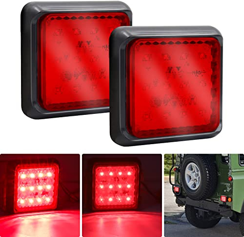 Biqing LED Trailer Lights Rear 12v 24V, Square LED Trailer Lights Red Taillight for Truck Boat Snowmobile Trailer Pickup RV Camper UTV UTE Van