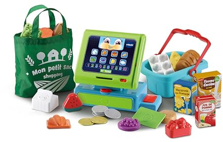 VTech - Caisse Enregistreuse Interactive Maxi Shopping, Jouet d'Imitation - 2/5 ans - Version FR, Multicolore, (612005)