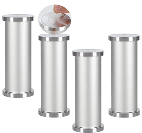 Möbelfüsse einstellbar Möbelfüße Metall Kein Stanzen Couchtischbeine aus Glas Tischbeine Aluminiumlegierung Paste Stützbeine Badezimmerschrank TV-Schrank Füße,4 Stück (25cm,Aluminiumfarbe)