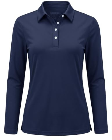 TACVASEN Damen Poloshirt UPF 50+ Langarm Golf Langarmshirt UV Schutz Polo Shirt Schnelltrocknend Sportshirt