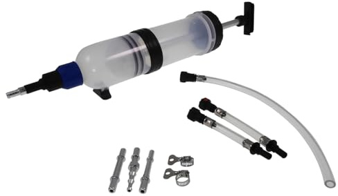 2EXTREME Handpumpe 1,5L Öl Getriebeöl Absaugpumpe Umfüllpumpe Kraftstoff | Für Kraftstoff, Motoröl, Getriebeöl, Wasser, Frostschutzmittel; 1500 ml, 260 mm Hub, 400 mm Schlauch, 100 mm Füllkammer-Ø