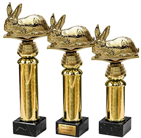 eberin · Hasen Pokale mit Wunschgravur · Kaninchen auf Goldsäule/Marmor · Ostern · Osterhase-Pokal · Osterpokal · Kaninchenzucht Auszeichnung · Pokal in 3 Größen erhältlich ·