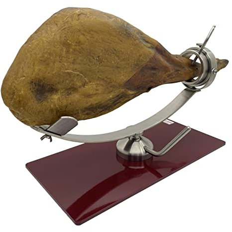FERRETERIA LEPANTO Jamonero Giratorio, basculante y rotatorio 360 Grados, jamonero Profesional Multi-posicional (Base Roja)