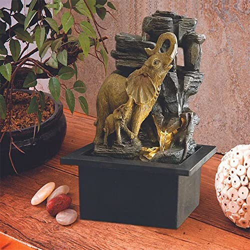 LQSSA Fontaine d'eau de Jardin extérieure éléphant LED Eau intérieure extérieure Fontaine Pierre Bricolage Cascade Jardin Patio Maison Cascades sur Pied fontaines pour Maison Cour Decoration