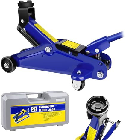 Stahlwagenheber - Hydraulischer Rangierwagenheber - Wagenheber - Tragkraft 2 Tonnen - Höhenverstellbar von 140 bis 290 mm - Robust & langlebig - mit Tragegriff und Lenkrollen - für Autoreparaturen