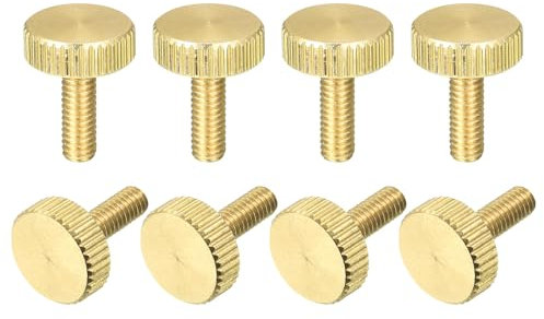 QUARKZMAN Vis à Tête Moletée Cannelée, Boulons Plats en Laiton M4x12mm, Fixation de Boutons Pour La Maison, L'Électronique, Les Machines - Lot de 8