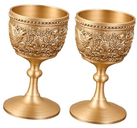 Tasse d'autel bouddhiste, tasse d'eau bénite, 2 pièces en laiton, verre à vin, tasses à menthe, tasse en laiton, gobelets décoratifs, verres à calice, gobelet à thé vintage, tasse à vin, liqueur, acce