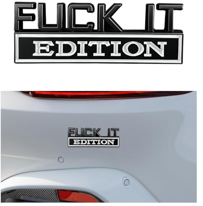 Car Fuck IT Edition Emblem, 3D Cool Badge Auto Fender Bumper Stickers, 3D Zinc Alloy Decor Decal Replacement, Universal Vehicle Exterior Accessories for Men & Women (Black & White)