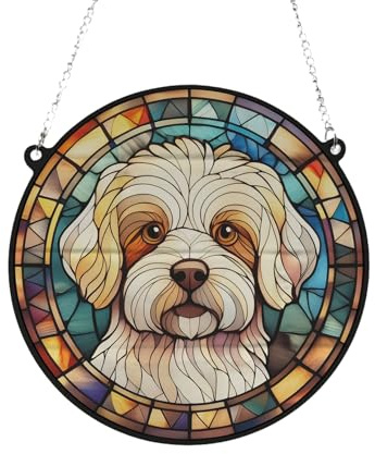 Bichon Frise Stained Glass Effect Suncatcher Gift for Dog Lovers - 19cm