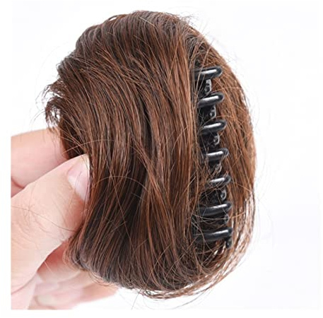 Human Hair Messy Buns Claw Clip in Hair Bun Synthetic Messy Bun Hair Piece Wavy Curly Chignon Extensions Tousled Updo Hair Buns Claw Clip Ponytail Hairpieces For Women Bun Hair Piece(Light Brown)