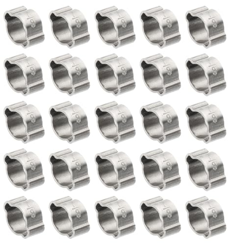 PATIKIL 30 Pack 7-9mm Double Ear Hose Clamp, 304 Stainless Steel O Clip Crimp Rings for Fuel Petrol Pipe Tube Fitting Connections, Silver Tone