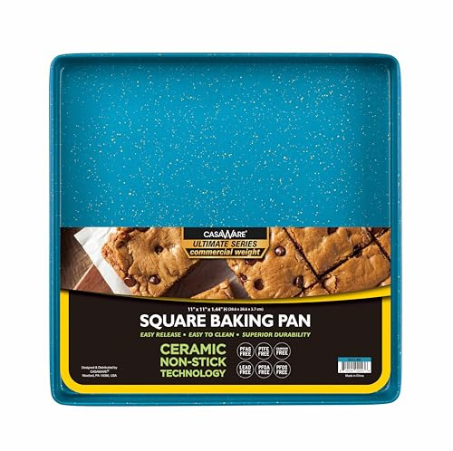 casaWare 11.5 x 11.5 x 1.5-Inch (Exterior) Square Multipurpose Pan, Ultimate Series Commercial Weight, Ceramic Non-Stick Coating (Blue Granite)