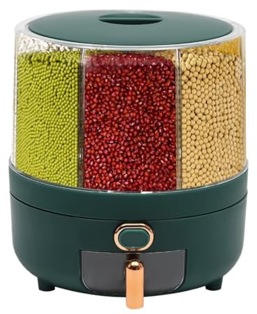 Flingdispenser Ris Spannmålsförvaringsbehållare För Ris Roterande Dispenser Med Silikonförsegling 360° Roterande Multifunktionell Livsmedelsdispenser(Grün,23.5 * 29cm)