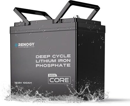 Renogy 12V 100Ah Core Mini LiFePO4 Lithium-Eisenphosphat-Batterie, Verbessertes 100A BMS 5000 Zyklen Kälteschutzfunktion Lithium Akku für Wohnmobile Solaranlage Wohnwagen Boot Camping Off-Grid-System