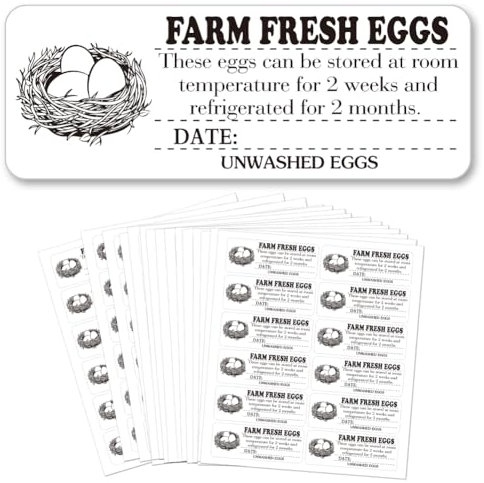 GOMAKERER 180 Pcs Farm Eggs Egg Carton Labels, 2.5x6.7cm Eggs Collected Date Stickers Chicken Farm Fresh Eggs Stickers PET Adhesive Egg Carton Labels for Egg Carton Box Container