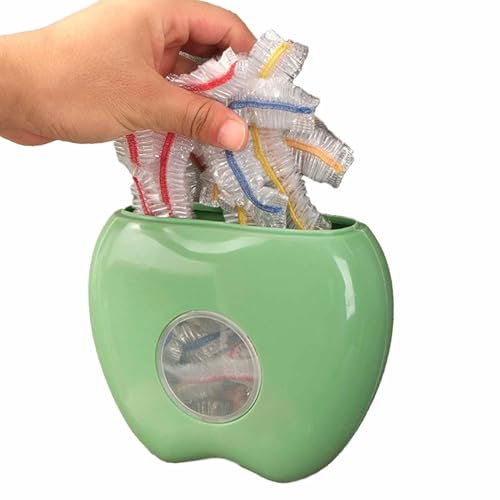 Distributeur d'emballage alimentaire en forme de pomme - Boîte de rangement pour sacs alimentaires - Organisateur mural et distributeur de film alimentaire avec 100 films alimentaires