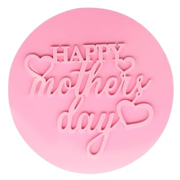 VilaGi Pink Happy Mother's Day Cookie Stamp Embosser, 3.15 Inch Circle Acrylic Fondant Cake Decorating Accessory