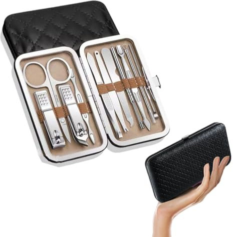 FENQURO Set Manicure Professionale 11 Pezzi, kit unghie, set unghie, kit manicure, Set Tagliaunghie, Kit Pedicure Manicure per Uomo/Donna, Set Unghie Grooming Kit con Borsa da Viaggio