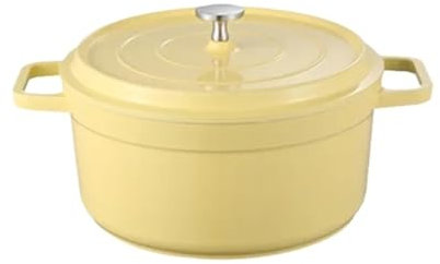 BOJHGO Cocotte Forno in Alluminio pressofuso smaltato con Coperchio Pentola Antiaderente Casseruola in ghisa Rivestimento smaltato for Tutte Le fonti di Calore(2.75L Yellow)