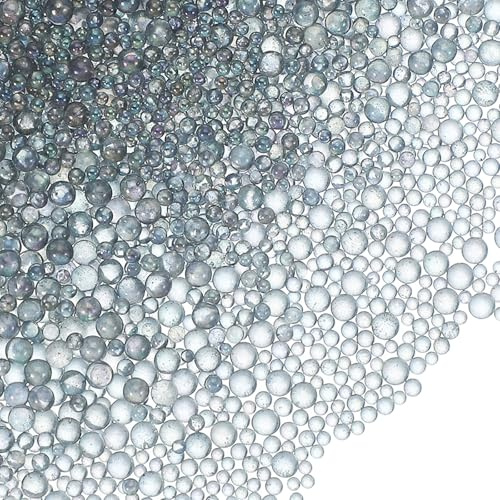 PATIKIL 200 g 1-3 mm Cuentas Miniatura De Burbujas De Vidrio Gris | Bolitas De Agua, Pequeñas Cuentas Iridescentes Sin Agujero, Para Arte En Resina Decoración De Uñas Manualidades DIY