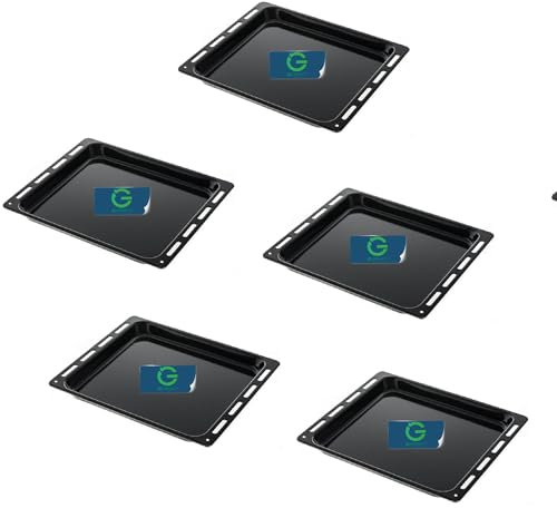 G GRIMALDI 5Pz. Teglia Forno Compatibile con Candy 42807319 – Leccarda Smaltata 37x44,5x3 cm – Ricambio per Forni Candy Vassoio d'appoggio Rettangolare misure interne Nero