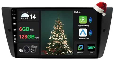 [6+128G] 9 bilradio för BMW E90/E91/E92/E93 2005-2012 Android 14 med Wireless Carplay Android Auto DSP Wifi GPS Navi Bluetooth 5.0 FM MirrorLink 360 Kamera-Ingår Backkamera+MIC