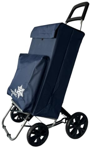 YIJIA | Carrito de Compra Plegable Bolsa Térmica Impermeable con 4 Ruedas - Carro del Mercado Capacidad 40 litros para Supermercado 105x44x38cm (Azul)