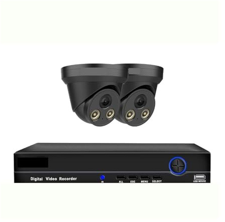 JOXLOVER Kit di videosorveglianza Telecamera Dome 4K Poe Kit di telecamere di Sicurezza IP Impermeabile for Esterni Set Visione Notturna a Colori Kit NVR 8CH per Esterni(None,10CH NVR 2pcs Camera)