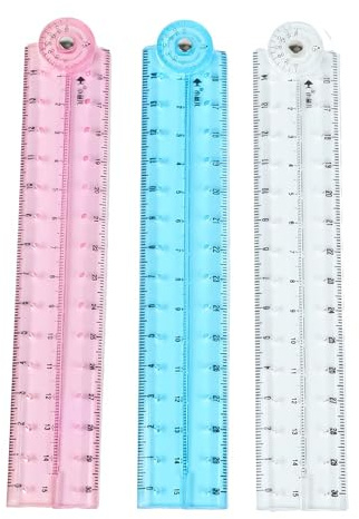 3 Pcs Foldable Ruler 15cm Folding Ruler,Plastic Transparent Flexible Rulers Foldable,Reusable Rulers for School,for School Mathematics Daily Learning Geometry,Architects Artists Work