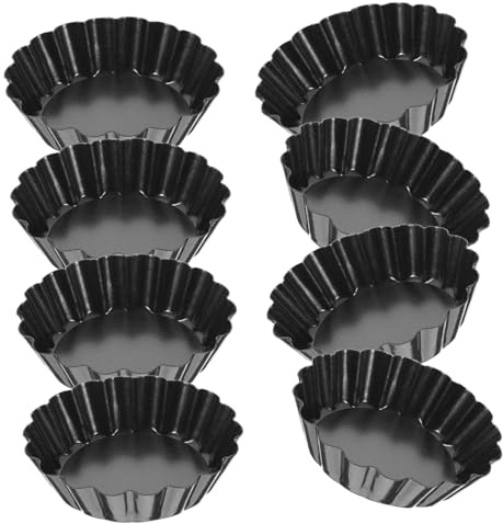 DOITOOL 8 piezas Molde para Tartaletas de Carbono con Fondo Extraíble Mini Moldes para Tartas Pequeñas Antiadherente Resistente Altas Temperaturas Apto para Horno Multiusos para Quiches y