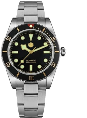 watchdives San Martin Herrenuhr SN008GD BB58, 40 mm Taucheruhr NH35 Automatische mechanische Uhren, Luxus-Taucheruhr 20 Bar wasserdichte Armbanduhr für Männer