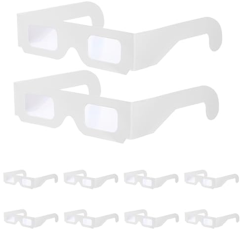 jojofuny 25pcs White Paper 3D Diffraction Glasses Colorful Rainbow Effect Festival Party Eyewear Funny Birthday and Holiday Celebration Props
