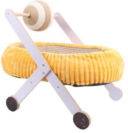 Qcwwy Hamaca para Gatitos, Bola Rascadora, Cama Rascadora para Gatos, 23,62 X 15,35 Pulgadas, Cómoda y Compacta, Hamaca Integrada para Gatitos, Bola, Rascador para Gatos, Salón para Pequeños,