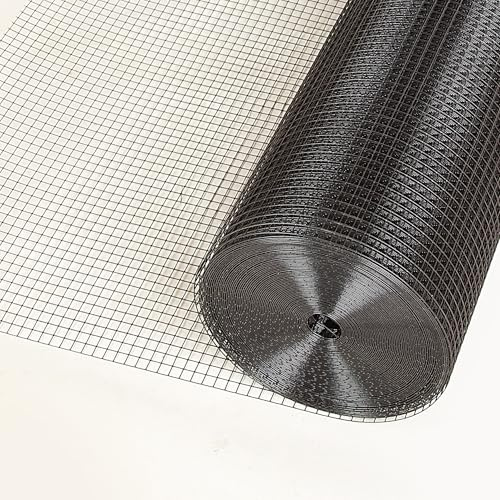 1/2 inch 24inch×100ft 19 Gauge Black Hardware Cloth Chicken Wire Fence, Galvanized Steel Vinyl Coated Wire Mesh Roll Supports Poultry Netting Cage Fence Snake, Rabbit Wire