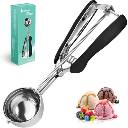 SPEENSUN Ice Cream Scoop with Rubber Easy Trigger-Medium Size(5cm),Melon Baller Scoop,304 Stainless Steel Cookie Scoop,Durable and Effortless for Ice Cream,Melon Baller,Mash Potato and Bakin